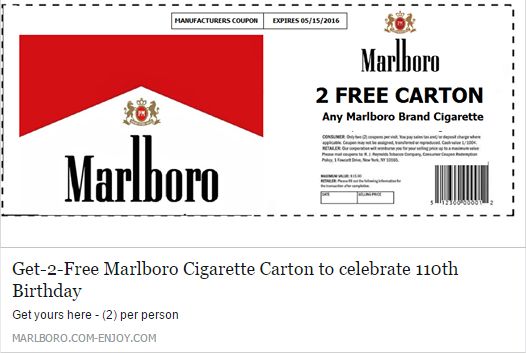 How Does "Get 2-Free Marlboro Cigarette Carton To Celebrate 110th Birthday" Work?