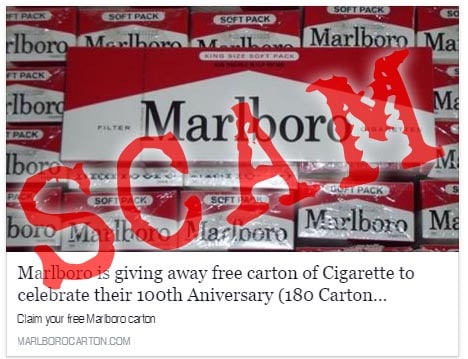 What Should I Do If I Already Got Tricked By "Get 2-Free Marlboro Cigarette Carton To Celebrate 110th Birthday"?